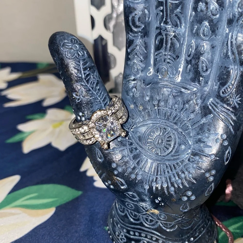 VERRAGIO VINTAGE 925 CZ BEAUTIFUL TWO TONE DIAMOND RING